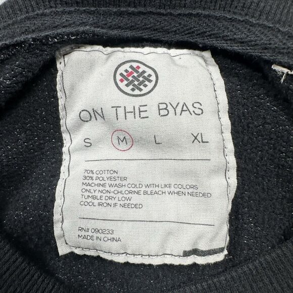 On The Byas Geo Print Cotton Polyester Gray Black Sweatshirt Size Medium Pocket - Picture 3 of 8